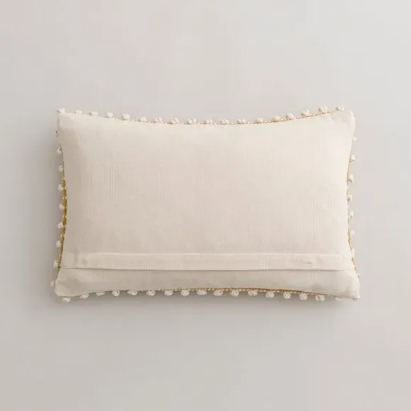 Rectangle Cushion with Bobble Design - Ochre