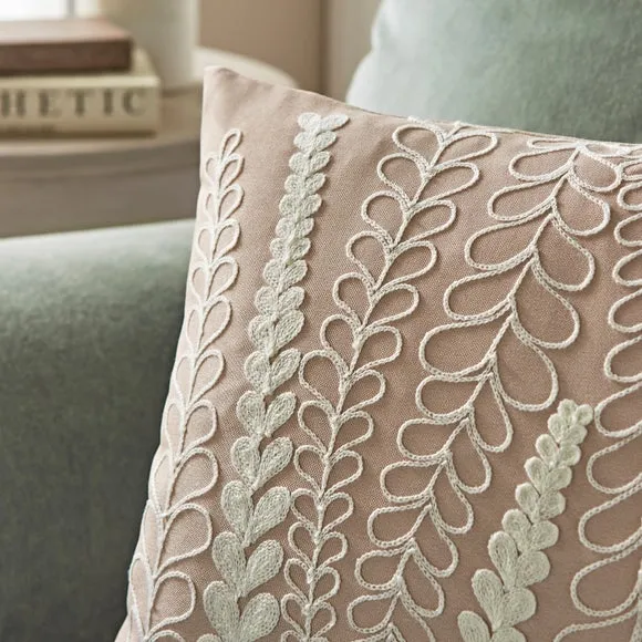 Rectangle Cushion with Embroidery - Natural