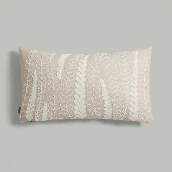 Rectangle Cushion with Embroidery - Natural