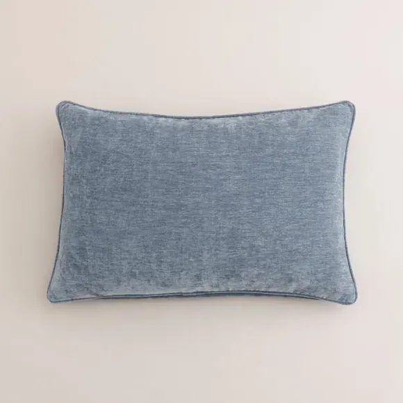 Rectangle Cushion with Feather Fill - Blue, Chenille