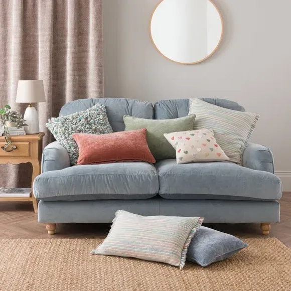 Rectangle Cushion with Feather Fill - Blue, Chenille