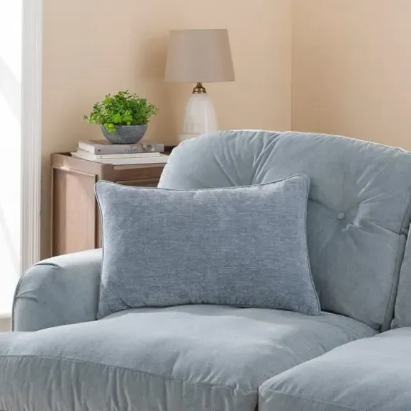 Rectangle Cushion with Feather Fill - Blue, Chenille image