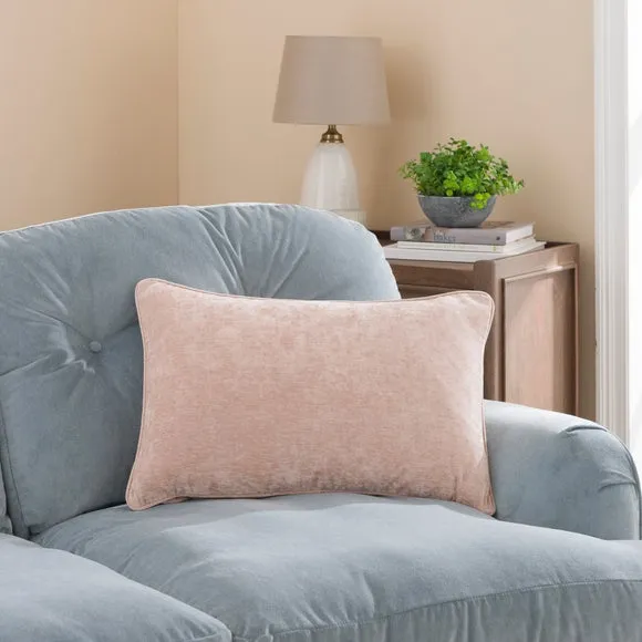 Rectangle Cushion with Feather Fill - Blush, Chenille