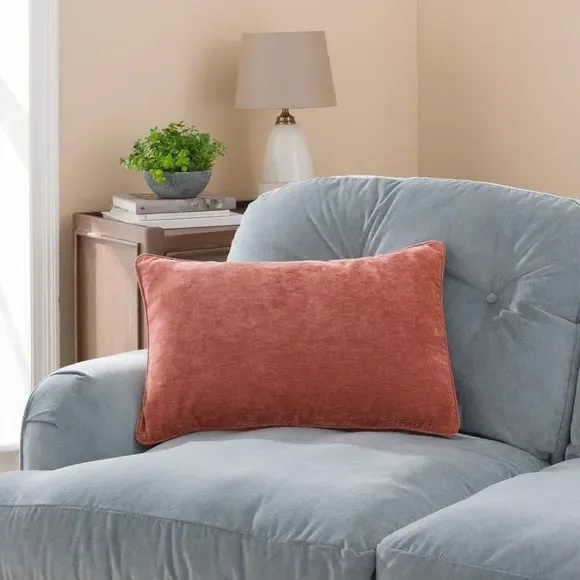 Rectangle Cushion with Feather Fill - Clay, Chenille