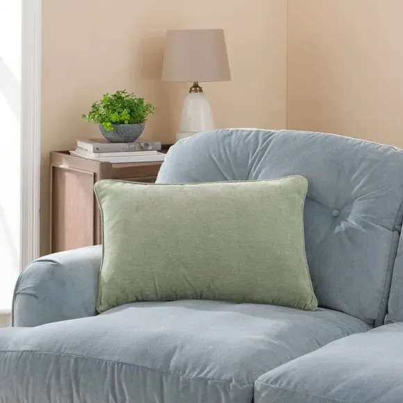 Rectangle Cushion with Feather Fill - Sage, Chenille