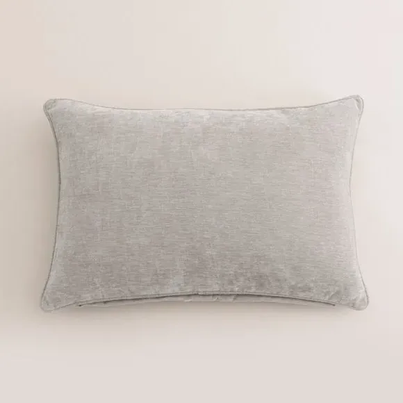Rectangle Cushion with Feather Fill - Silver, Chenille