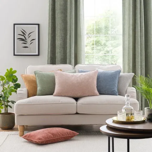Rectangle Cushion with Feather Fill - Silver, Chenille