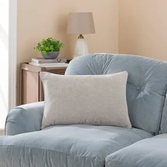 Rectangle Cushion with Feather Fill - Silver, Chenille