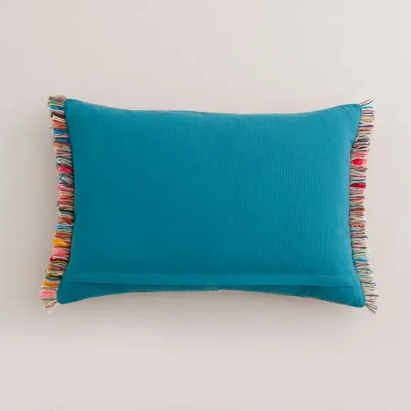 Rectangle Cushion with Fringe - Multicolor, Cotton