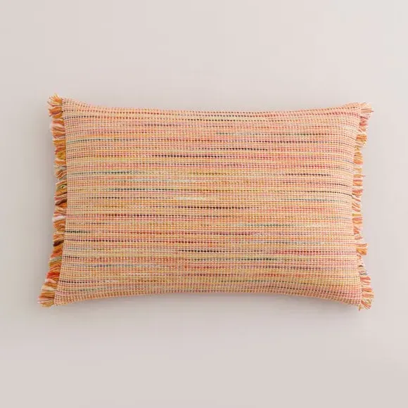 Rectangle Cushion with Fringe - Orange, Cotton