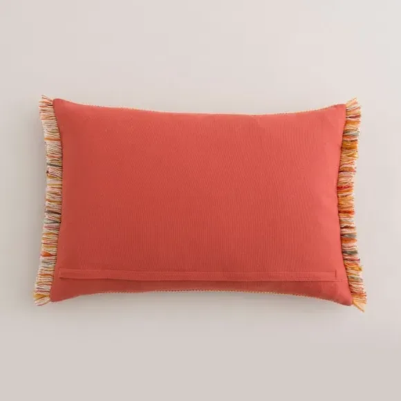 Rectangle Cushion with Fringe - Orange, Cotton