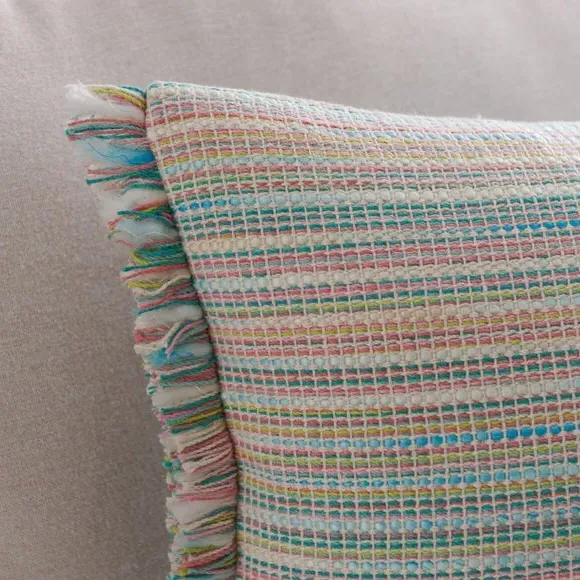 Rectangle Cushion with Fringe - Pastel, Cotton