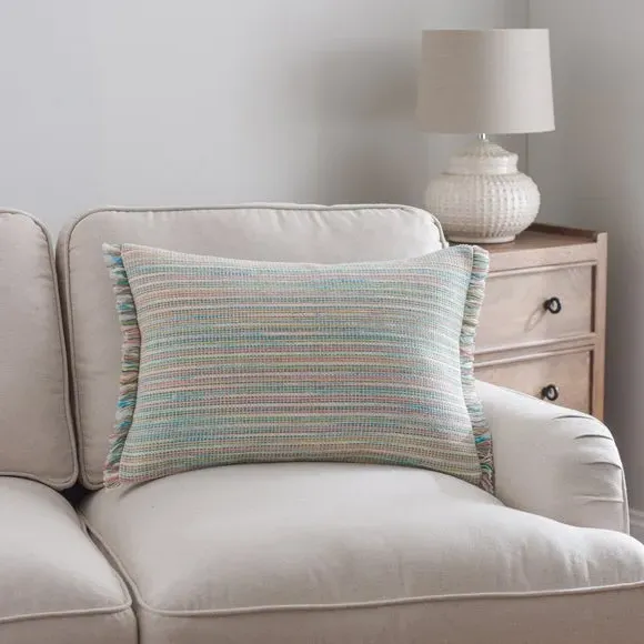Rectangle Cushion with Fringe - Pastel, Cotton