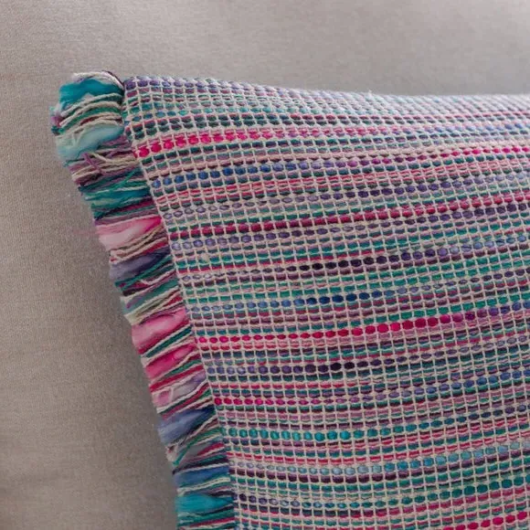 Rectangle Cushion with Fringe - Purple, Cotton