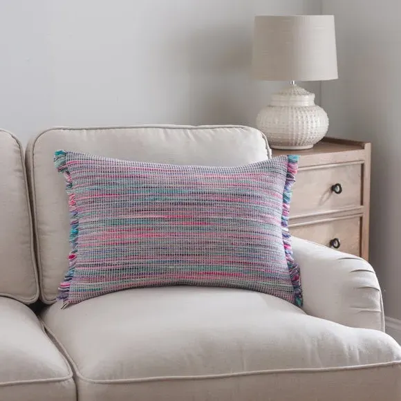 Rectangle Cushion with Fringe - Purple, Cotton