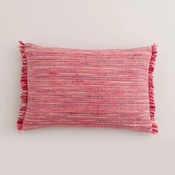 Rectangle Cushion with Fringe - Red, Cotton