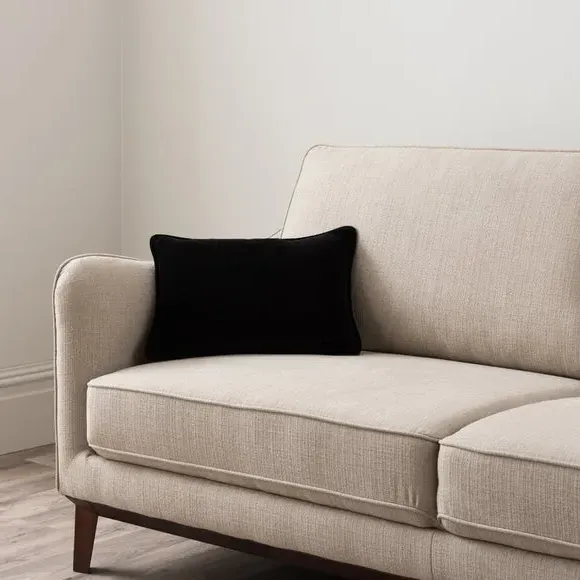 Rectangle Cushion with Piped Edge - Black, Velvet
