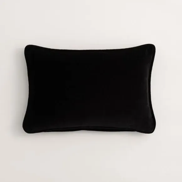 Rectangle Cushion with Piped Edge - Black, Velvet image