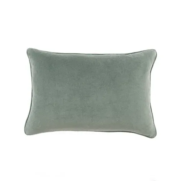 Rectangle Cushion with Piped Edge - Green, Velvet