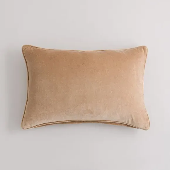 Rectangle Cushion with Piped Edge - Sand, Velvet