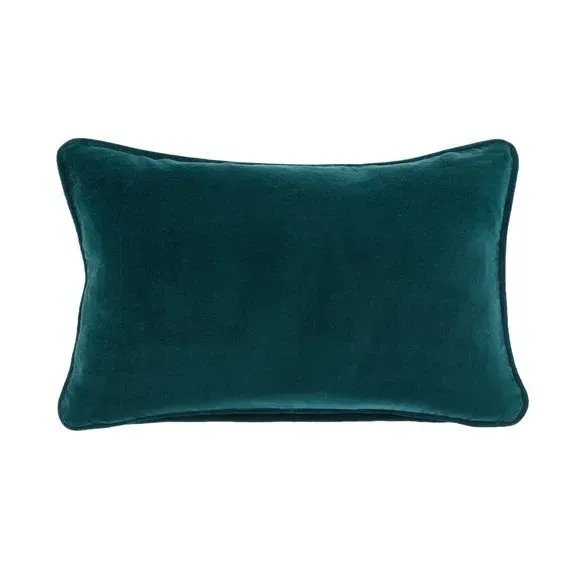 Rectangle Cushion with Piped Edge - Teal, Velvet