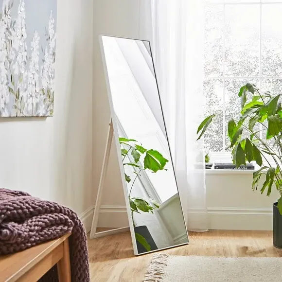Rectangle Full Length Standing Mirror - White