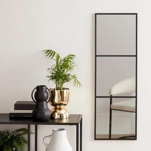 Rectangle Full Length Wall Mirror - Black, Metal image