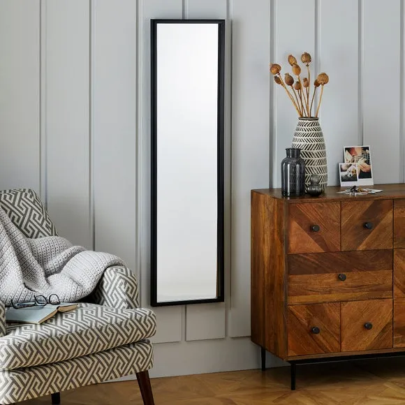 Rectangle Full Length Wall Mirror - Black, Wood image