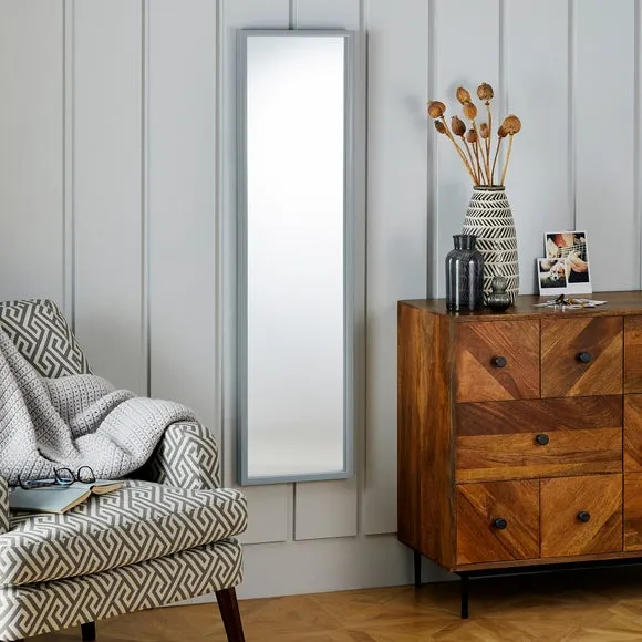 Rectangle Full Length Wall Mirror - Grey, Wood