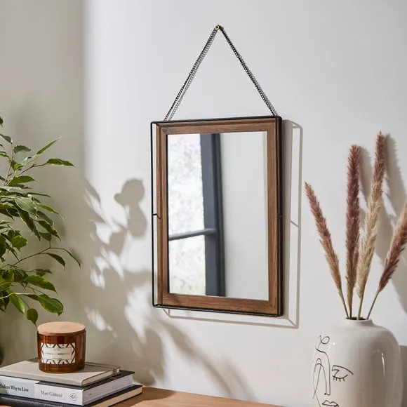 Rectangle Hanging Chain Wall Mirror - Brown image