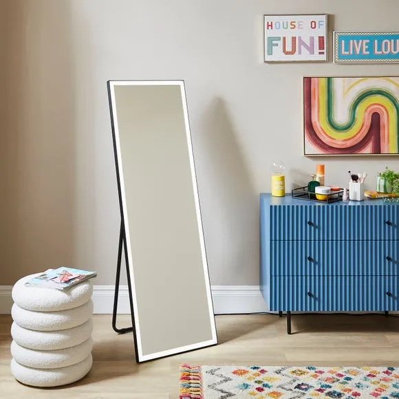Rectangle Mirror with LED Lighting - Black, Metal image