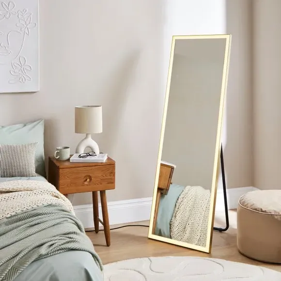 Rectangle Mirror with LED Lighting - Gold, Metal