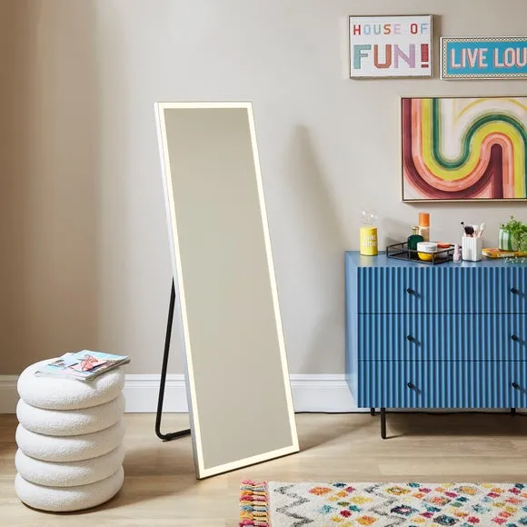 Rectangle Mirror with LED Lighting - Silver, Metal