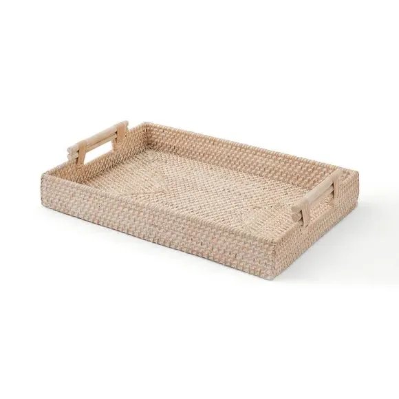 Rectangle Serving Tray - White, Woven Rattan