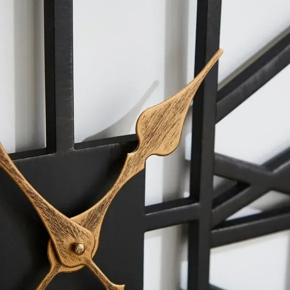 Rectangle Skeleton Wall Clock - Black, Metal