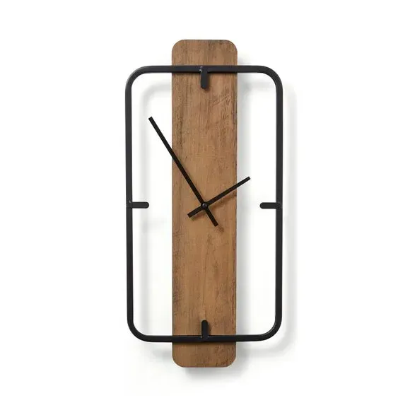 Rectangle Skeleton Wall Clock - Black, Metal