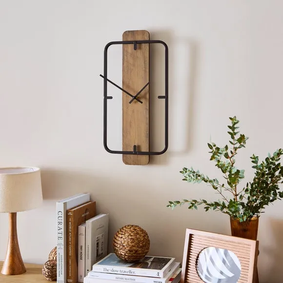Rectangle Skeleton Wall Clock - Black, Metal image