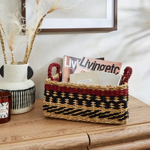 Rectangle Storage Basket with Handles - Red, Seagrass image