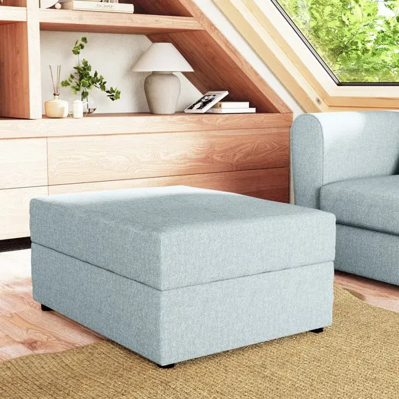 Rectangle Storage Footstool - Blue, Fabric image