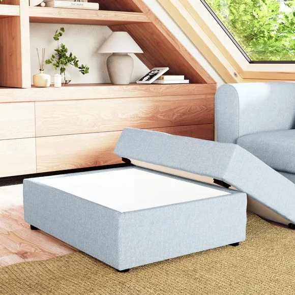 Rectangle Storage Footstool - Denim, Fabric