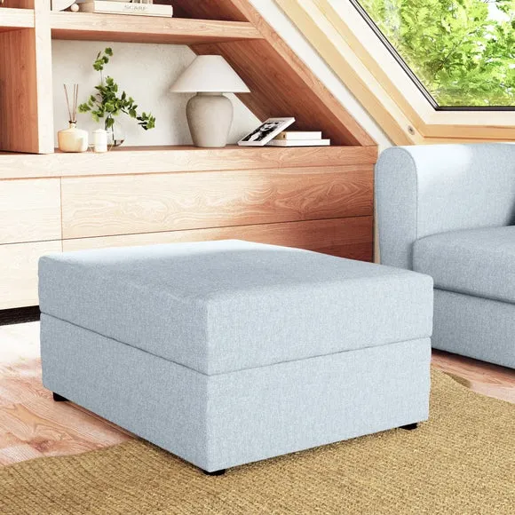 Rectangle Storage Footstool - Denim, Fabric