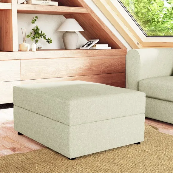 Rectangle Storage Footstool - Green, Fabric