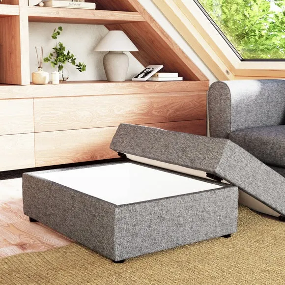Rectangle Storage Footstool - Grey, Fabric