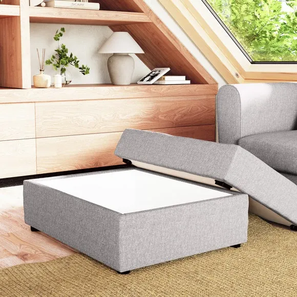 Rectangle Storage Footstool - Grey, Fabric