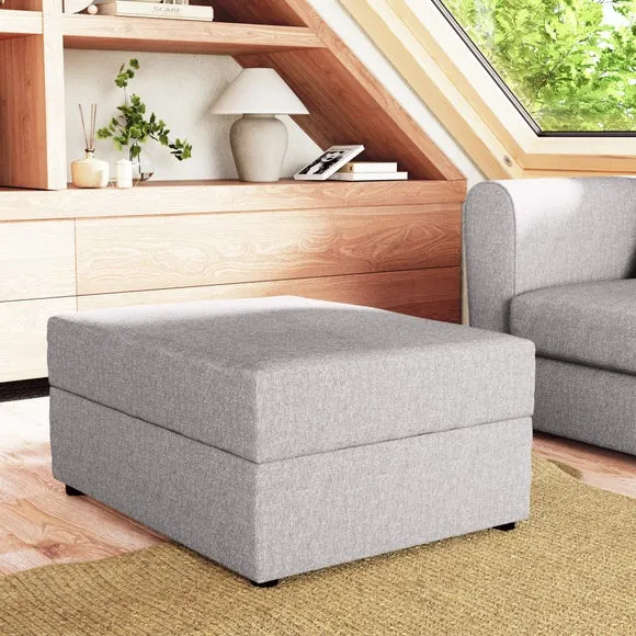 Rectangle Storage Footstool - Grey, Fabric