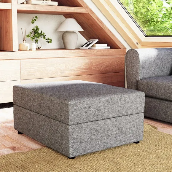 Rectangle Storage Footstool - Grey, Fabric image