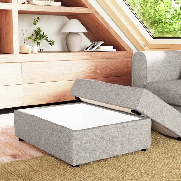 Rectangle Storage Footstool - Natural, Fabric