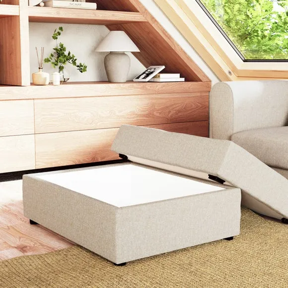 Rectangle Storage Footstool - Natural, Fabric