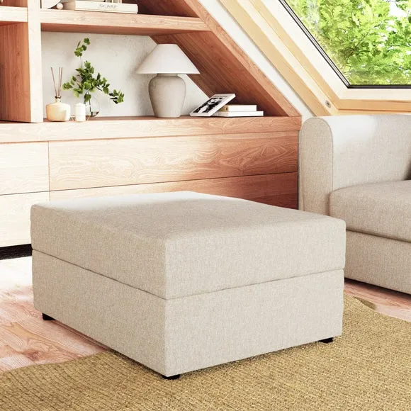 Rectangle Storage Footstool - Natural, Fabric