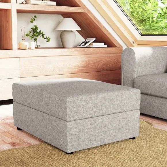 Rectangle Storage Footstool - Natural, Fabric